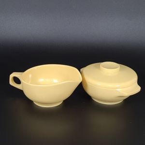 Vintage Harmony House Catalina Melmac Yellow Cream Sugar Set